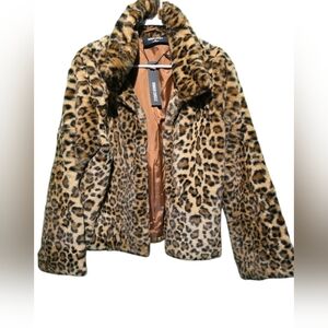 Inner Circle NWT Leopard Print Faux Fur Jacket XL PTP 25